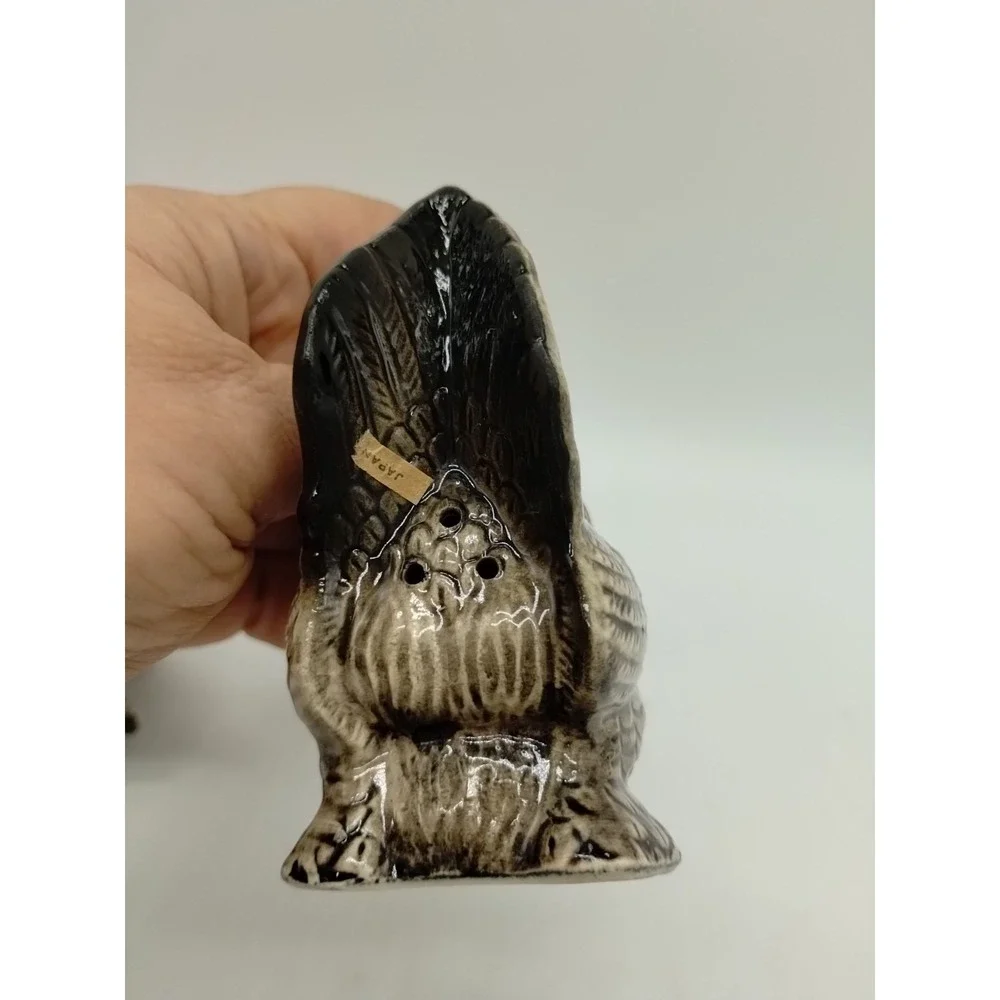 Vintage White Black Rooster and Hen Chicken Salt & Pepper Shakers Japan